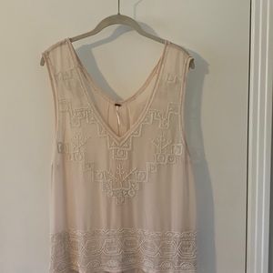 Free People sheer pink beaded top